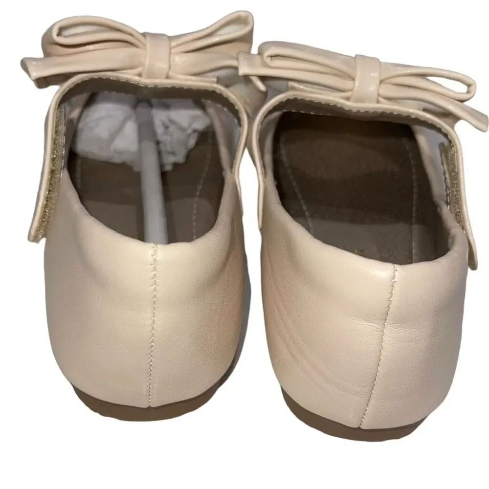 Hehainom Cream Colored Bow‎ Flats - Kids Size 13